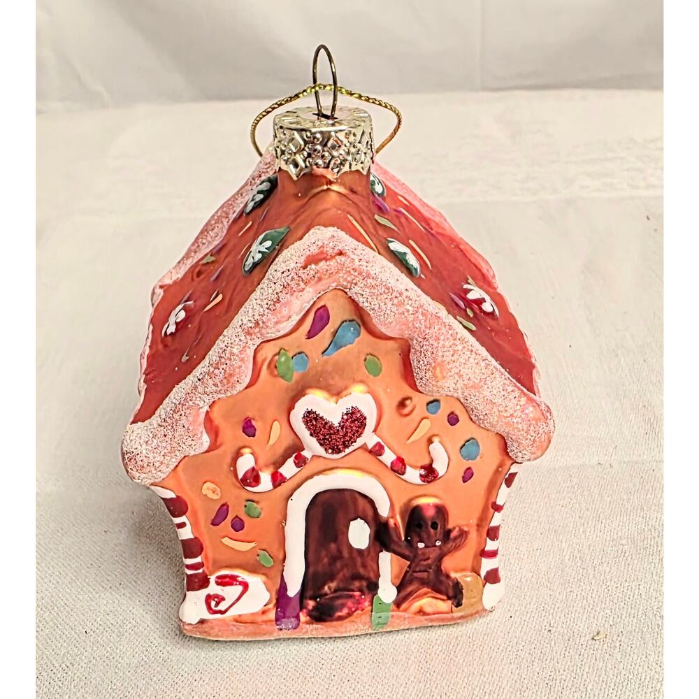 2009 Gingerbread House Glass Ornament 3" Tall Copper Colored Whimsical